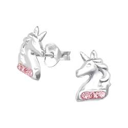 Laimons Mädchen Kids Kinder-Ohrstecker Ohrringe Kinderschmuck Einhorn Fabelwesen Rosa Glitzer aus Sterling Silber 925 von Laimons