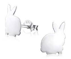 Laimons Mädchen Kids Kinder-Ohrstecker Ohrringe Kinderschmuck Hase Kaninchen 10 x 8mm flach glanz Sterling Silber 925 von Laimons