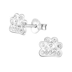 Laimons Mädchen Kids Kinder-Ohrstecker Ohrringe Kinderschmuck Hundepfote Pfote Tier Glitzer Weiß aus Sterling Silber 925 von Laimons