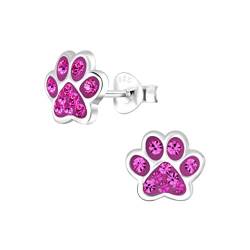 Laimons Mädchen Kinder-Ohrstecker Hundepfote Pfote Pfötchen Tatzen mit Glitzer 8mm klein aus Sterling Silber 925 (Pink) von Laimons