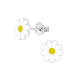 Laimons Mädchen-Ohrstecker Gänseblume Blume Blüte 7mm weiß gelb aus Sterling Silber 925 von Laimons