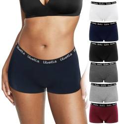 Lakpoau Boxershorts Damen Baumwolle,Hipster Panties Damen Unterhosen Damen Panty aus 100% Baumwoll Schritt,Atmungsaktiv Boxershorts Unterwäsche Frauen Hotpants Damen 6er Pack 3429-UN2-XL von Lakpoau