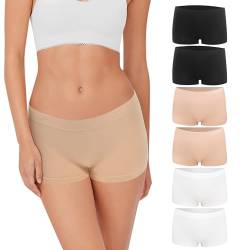 Lakpoau Damen Panties 6er Pack Damen Boxershorts Unterwäsche Hotpants Damen Unterhosen Radlerhose ohne Seitennähte Hipsters Unterhose Damen Pantys 6er 3908BWH S/M von Lakpoau