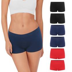 Lakpoau Damen Panties 6er Pack Damen Boxershorts Unterwäsche Hotpants Damen Unterhosen Radlerhose ohne Seitennähte Hipsters Unterhose Damen Pantys 6er 3908UN3 S/M von Lakpoau