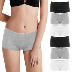 Lakpoau Damen Panties Boxershorts Unterhosen Damen Baumwolle Pantys Atmungsaktiv Baumwolle Hipster Damen Höschen Unterwäsche Frauen im 6er Pack 3901 BWG 2XL von Lakpoau