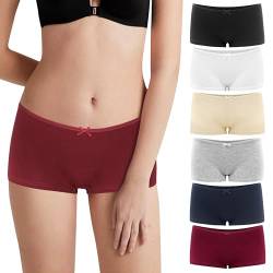 Lakpoau Damen Panties Boxershorts Unterhosen Damen Baumwolle Pantys Atmungsaktiv Baumwolle Hipster Damen Höschen Unterwäsche Frauen im 6er Pack 3901 UN M von Lakpoau