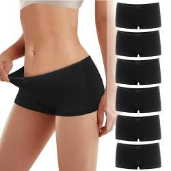 Lakpoau Damen Panties Boxershorts Unterhosen Damen Baumwolle Pantys Atmungsaktiv Baumwolle Hipster Damen Höschen Unterwäsche Frauen im 6er Pack Schwarz 3901 BL 2XL von Lakpoau