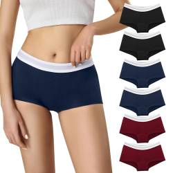 Lakpoau Panties Damen Boxershorts 6er Pack Unterwäsche Baumwolle Unterhosen - Radlerhose mit Bein Hipster Boyshorts Panties, Hosen Unter Kleid mit Gummibund ZD3920 B XL von Lakpoau