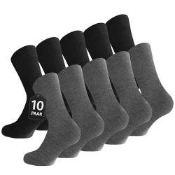 Lakpoau Socken Herren 39-42 Business Socken Herren 10 paar Sportsocken Herrensocken mit Atmungsaktiver Baumwolle mit Komfortbund ohne Drückende Naht,Männersocken,Lange Anzugsocken Schwarz Dunkelgrau von Lakpoau