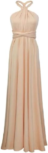 Infinity Kleid inklusive Bandeau Top Brautjungfernkleid Gr. 42-48 viele Farben Wickelkleid lang, 70 Verschiedene Wickelarten Brautkleid, Abendkleid Kleid lang Maxikleid (Beige, 2 (42-48)) von Lalia