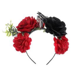 Blume Schädel Stirnband Cosplay Kopfbedeckung Für Halloween Handgemachte Rose Schädel Haarband Gothic Kopfschmuck Party Supplies Handgemachte Rose Schädel Stirnband Party Kranz Haar Hoop von Lamala
