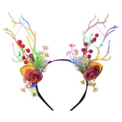 Festliches leuchtendes Stirnband Frohe Weihnachten Kopfschmuck Leuchtend Rentiergeweih Haar Hoop Urlaub Kopfschmuck Home Ornament Rentiergeweih Stirnband Weihnachten Kopfbedeckung von Lamala