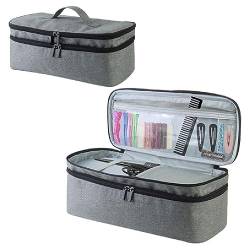 Lamala Doppellagige Haartrockner-Tragetasche, tragbare Reise-Aufbewahrungstasche, Universal-Reißverschlusstasche für Lockenwickler, Werkzeuge, tragbare Reisetasche, grau von Lamala