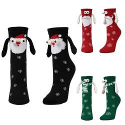 3 Paar Lustige Magnetische Weihnachtssocken, Magnetische Saug 3D Socken, Niedliche Cartoon Baumwolle Die Handsocken Hält, Hand In Hand Weihnachtssocken Für Damen Herren von Lambo