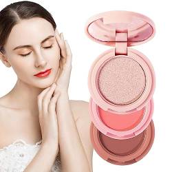 Gesichts-Highlighter-Palette - 3-in-1 Wangen-Highlighter-Rouge-Puder - Langanhaltender, schweißfester Schimmer für konturierende Gesichtsrouges Lambo von Lambo