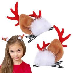 Geweih Weihnachtshaarnadeln,Weihnachtshaarspangen,Geweih-Clip-Nadeln für Mädchen-Haare - Geweih-Haarschmuck, Geweihohren-Haarspangen für Frauen, Mädchen, Familie, Geburtstagsgeschenk Lambo von Lambo