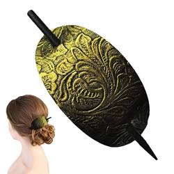 Haarspange aus Leder mit Stab, Pferdeschwanzhalter aus Kunstleder in ovaler Form, Hair Slider Pin Pferdeschwanzhalter, Haarschmuck im böhmischen Stil, Haarspange für Frauen und Mädchen Lambo von Lambo