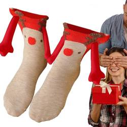 Hand In Hand Socken Mit Magnetarmen, Atmungsaktive Weihnachtliche Magnetische Paarsocken, Lustige Magnetische Socken, Unisex 3D-P-Uppen-Paar-Weihnachtssocken, Geschenk Für Paare Familie von Lambo