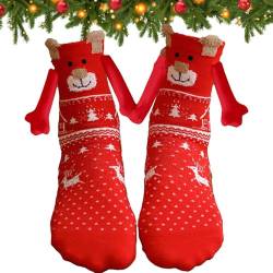 Hand In Hand Socken Mit Magnetarmen, Atmungsaktive Weihnachtliche Magnetische Paarsocken, Lustige Magnetische Socken, Unisex 3D-P-Uppen-Paar-Weihnachtssocken, Geschenk Für Paare Familie von Lambo