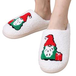 Weihnachtshausschuhe | Kuschelige Indoor-Schuhe mit niedlichem Zwergenmuster | Flauschige Hausschuhe mit rutschfester Sohle, süße, leichte, warme Tierhausschuhe für Mädchen Lambo von Lambo
