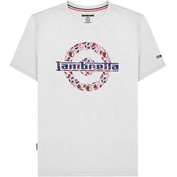 Lambretta Herren-T-Shirt mit Paisley-Logo, Rundhalsausschnitt, kurzärmelig, Retro-Shirt, weiß, 58 von Lambretta