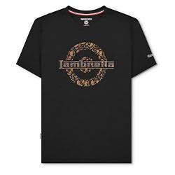 Lambretta Herren T-Shirt mit Paisley-Logo, Rundhalsausschnitt, kurzärmelig, Retro-T-Shirt, Schwarz , XXL von Lambretta