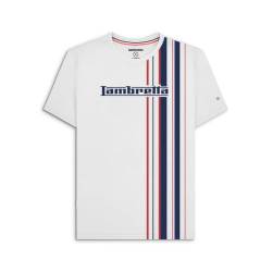 Lambretta Herren T-Shirt mit gestreiftem Logo und Rundhalsausschnitt, weiß, L von Lambretta