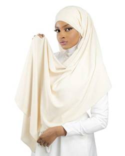 HE700 Luxuriöser Hijab für muslimische Frauen, mit Schleiermütze, Medinenseide, zum Binden, Beige Creme, One size von Lamis Hijab