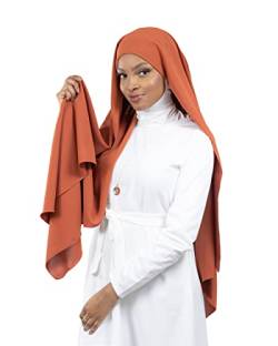 HE700 Luxuriöser Hijab für muslimische Frauen, mit Schleiermütze, Medinenseide, zum Binden, Ziegelrot, One size von Lamis Hijab
