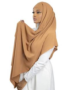 HE700 Luxuriöser Hijab für muslimische Frauen, mit Schleiermütze, Medinenseide, zum Binden, camel, One size von Lamis Hijab