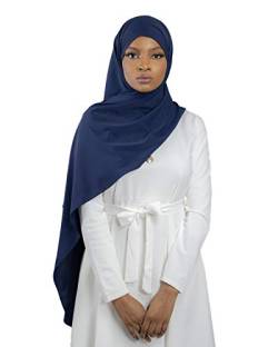 HE700 Luxuriöser Hijab für muslimische Frauen, mit Schleiermütze, Medinenseide, zum Binden, marineblau, One size von Lamis Hijab