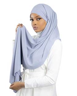 HE700 Luxuriöser Hijab für muslimische Frauen, mit Schleiermütze, Medinenseide, zum Binden, pastellblau, One size von Lamis Hijab