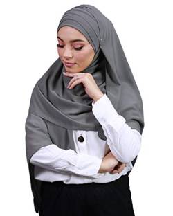 Hijab, aus Crêpe-Musselin, mit integrierter Haube, dunkelgrau, One size von Lamis Hijab