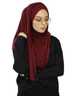 Hijab Schal zum Einfädeln, mit Öffnungen für Brille, muslimisch, Voile, für Damen Gr. One size, Burgunderrot (HE500 Bordeaux) von Lamis Hijab