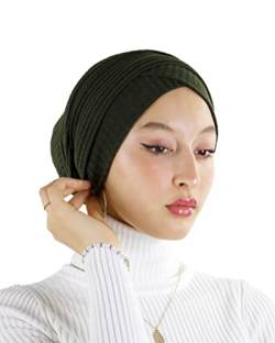 Hijab-Turban aus Netzstoff, 100 % Baumwolle, für muslimische Damen, Militärgrün, One size von Lamis Hijab