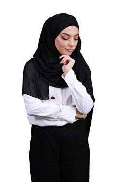 Hijab zum Einfädeln, komplett Crêpe-Chiffon, mit integrierter Mütze Gr. Einheitsgröße, Schwarz (Noir) von Lamis Hijab