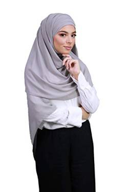 Hijab zum Einfädeln, komplett Crêpe-Chiffon, mit integrierter Mütze Gr. Einheitsgröße, hellgrau (Gris Clair) von Lamis Hijab