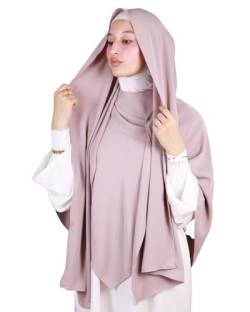 Khimar KH400 Khimar mit Hijab zum Hineinschlüpfen, dicker Krepp, für muslimische Frauen, Taupe Rosé, Einheitsgröße von Lamis Hijab