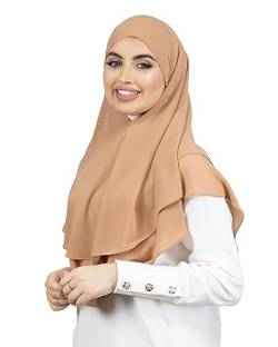 LAMISHIJAB® Hijab Schlupfschuh Khimar Effekt 2 Schleier zum Binden ohne Stecknadeln für Damen Musumane Schleier Schleier HE600, Ziegelrot, One size von Lamis Hijab