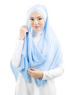 Lamis Hijab - Hijab Schal zum Überziehen mit integrierter Mütze, für muslimische Frauen, Islamischer Schal zum Einfädeln HE100, himmelblau, One size von Lamis Hijab