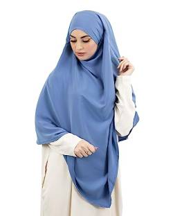 Lamis Hijab - Khimar 2 Schleier aus Seide für muslimische Frauen, Mulimisch, KH200, Jeans-Blau, One size von Lamis Hijab