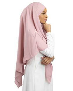 Lamis Hijab - Khimar Hijab zum Überziehen mit hohem Jilbab für muslimische Damen, Rosa, One size von Lamis Hijab