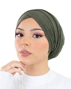 Lamis Hijab Turban für Damen, Muslim, Wildleder, verschleiert, TU-5, dunkelgrün, One size von Lamis Hijab