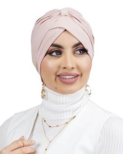 Lamis Hijab - Turban zum Einfädeln, gerippt, aus Premium-Jersey, für Damen, muslimisch, verschleiert, TU-6, Powder Pink, 70 cm von Lamis Hijab