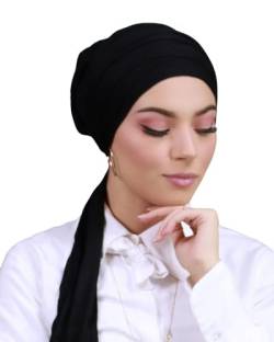 Turban Hijab Kopfbedeckung für muslimische Frauen Gr. One size, Schwarz TU-2 ( Noir) von Lamis Hijab