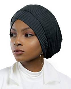 Turban Hijab aus 100 % Baumwolle, gestrickt, für muslimische Frauen, mausgrau, One size von Lamis Hijab