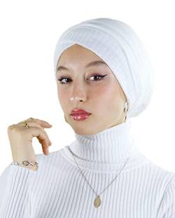 Turban Hijab aus 100 % Baumwolle, gestrickt, für muslimische Frauen, weiß, One size von Lamis Hijab