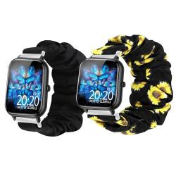 Kompatibel mit RLQA Smartwatch-Armbändern, 20 mm Stoff, elastisches Haargummi, für Damen, niedliches Ersatzband, kompatibel mit IOWODO R30 Pro/OYV TGW008, TOUCHELEX Gaea Serie K802 1.28 Smart von Lamshaw