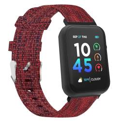 Lamshaw Kompatibel mit ITOUCH AIR 4 Bändern, 24 mm atmungsaktives Nylon-gewebtes Gewebe, Ersatzzubehör, kompatibel mit ITOUCH AIR 4 41 mm/46 mm/Air 3 44 mm Smartwatch, Rot von Lamshaw