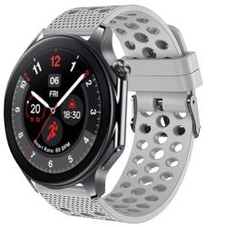 Lamshaw Kompatibel mit OnePlus Watch 2, Silikon-Ersatzarmbänder, Sportarmband mit Metallschnalle, kompatibel mit OnePlus Watch 2 46 mm / 1 Smartwatch (Grau) von Lamshaw